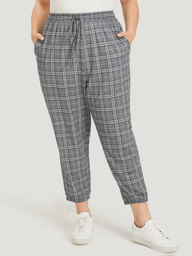Plaid Drawstring Pocket High Rise Sweatpants sold by Bloomchic product image thumbnail 3