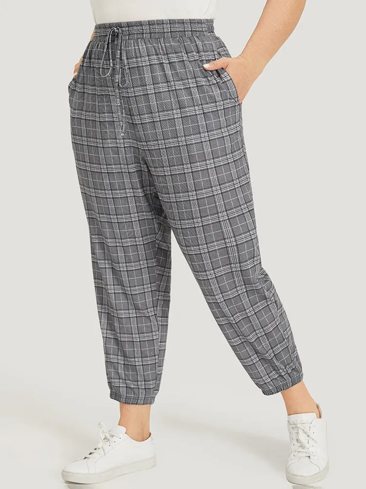 Plaid Drawstring Pocket High Rise Sweatpants sold by Bloomchic product image thumbnail 2
