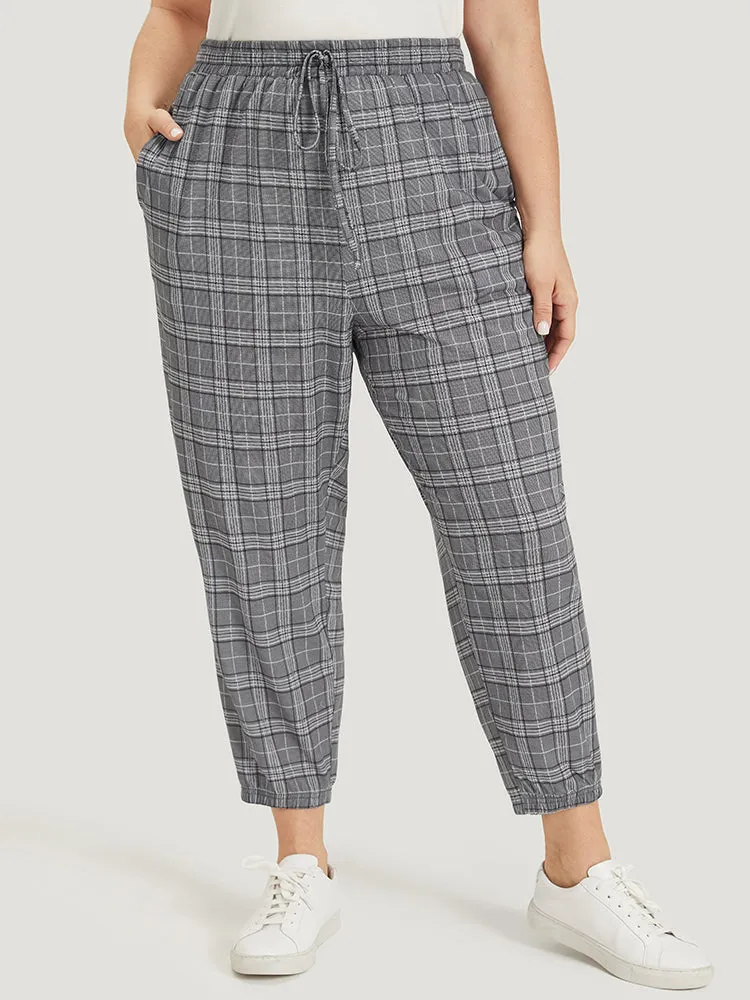 Plaid Drawstring Pocket High Rise Sweatpants sold by Bloomchic