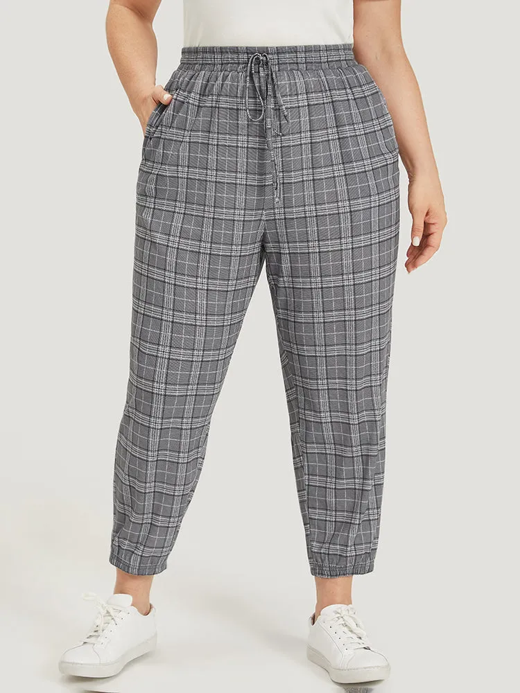 Plaid Drawstring Pocket High Rise Sweatpants sold by Bloomchic product image thumbnail 5