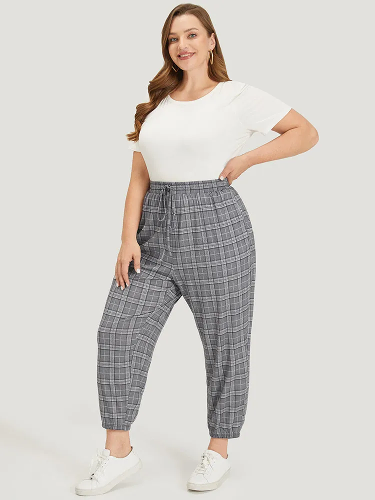 Plaid Drawstring Pocket High Rise Sweatpants sold by Bloomchic product image thumbnail 4