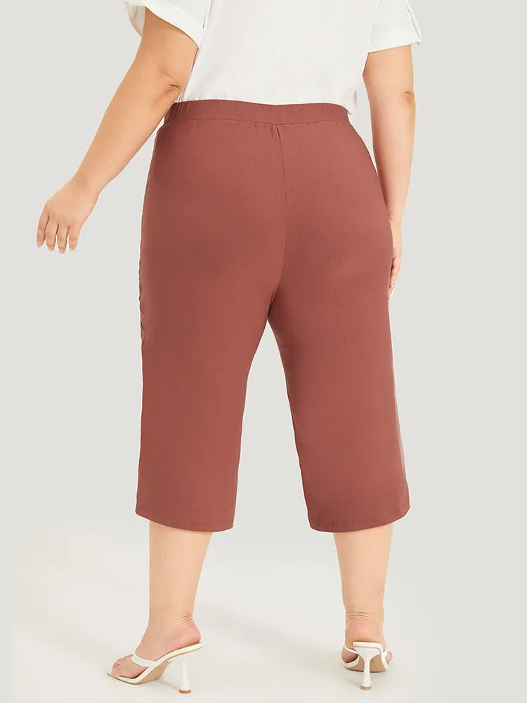 Plain Button Detail Pocket Cropped Pants sold by Bloomchic product image thumbnail 4