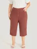 Plain Button Detail Pocket Cropped Pants sold by Bloomchic