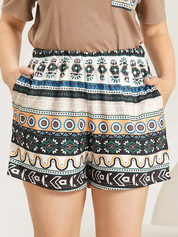 Bandana Print Pocket Elastic Waist Sleep Shorts sold by Bloomchic
