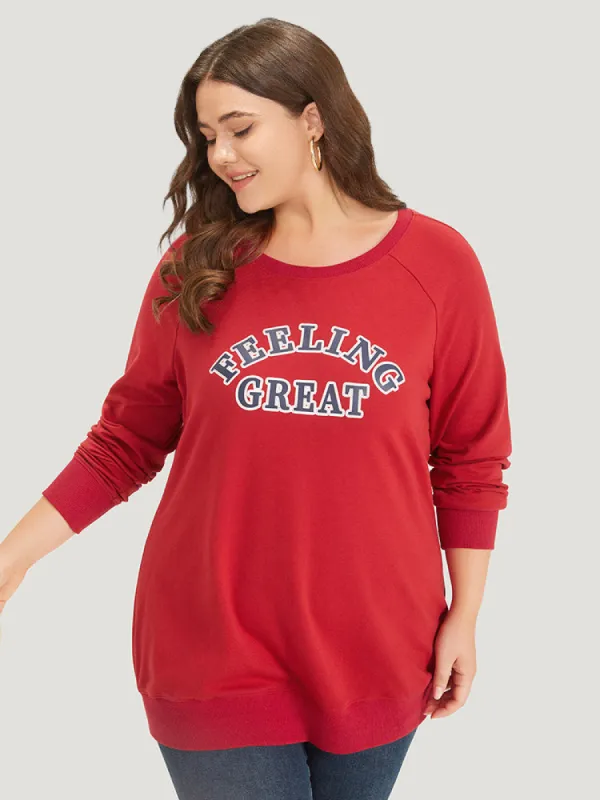 Letter Print Round Neck Raglan Sleeve Sweatshirt sold by Bloomchic