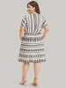 Boho Print V Neck Dolman Sleeve Drawstring Dress sold by Bloomchic