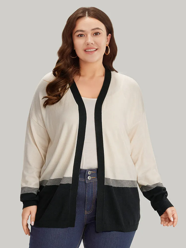 Supersoft Essentials Colorblock Contrast Elastic Cuffs Cardigan sold by Bloomchic