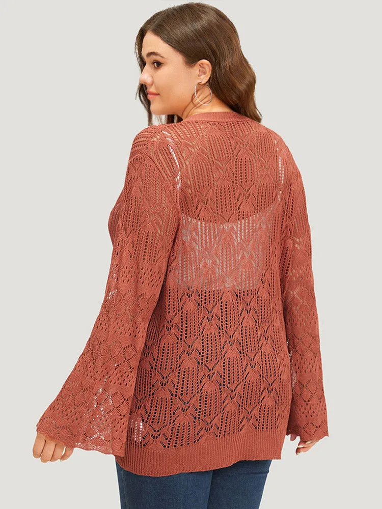 Hollow Out Button Down Bell Sleeve Cardigan sold by Bloomchic product image thumbnail 2