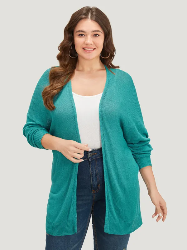 Plain Open Front Loose Slightly Stretchy Cardigan sold by Bloomchic