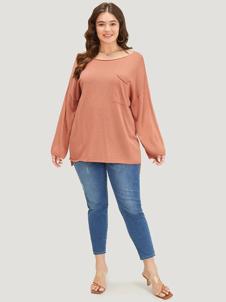 Solid Patched Pocket Split Side Pullover sold by Bloomchic product image thumbnail 5