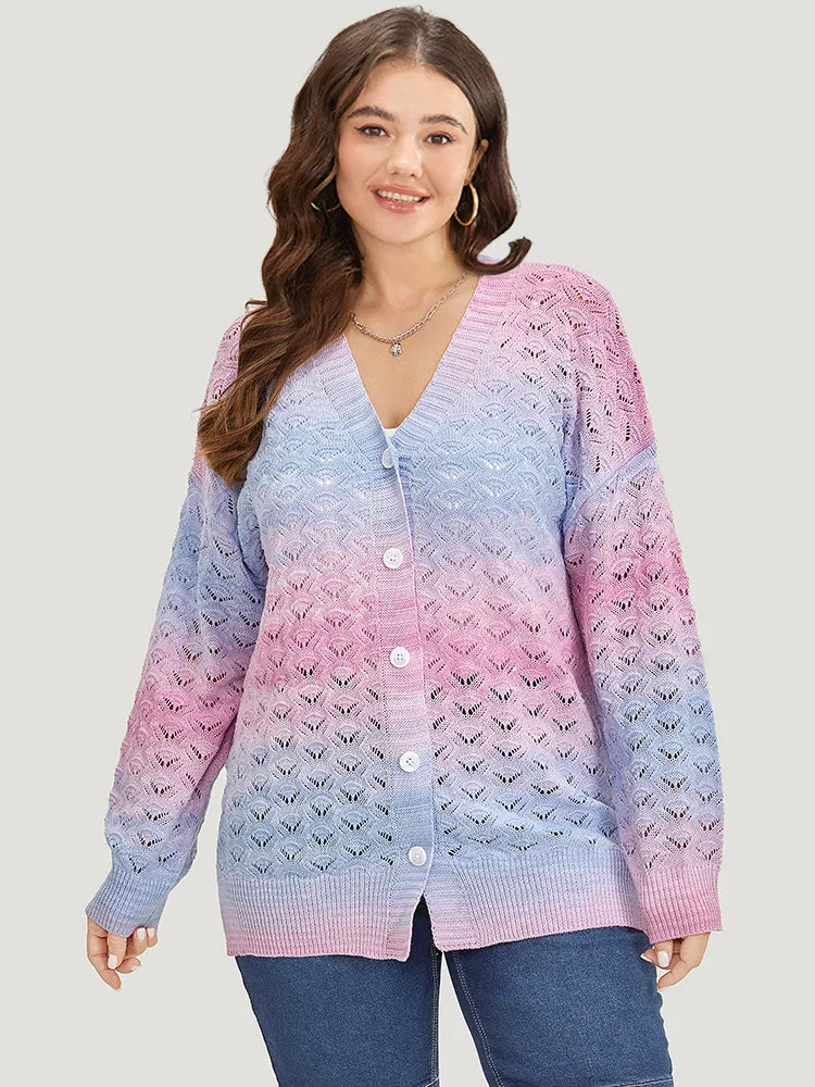 Ombre Button Through Hollow Out Cardigan sold by Bloomchic product image thumbnail 4