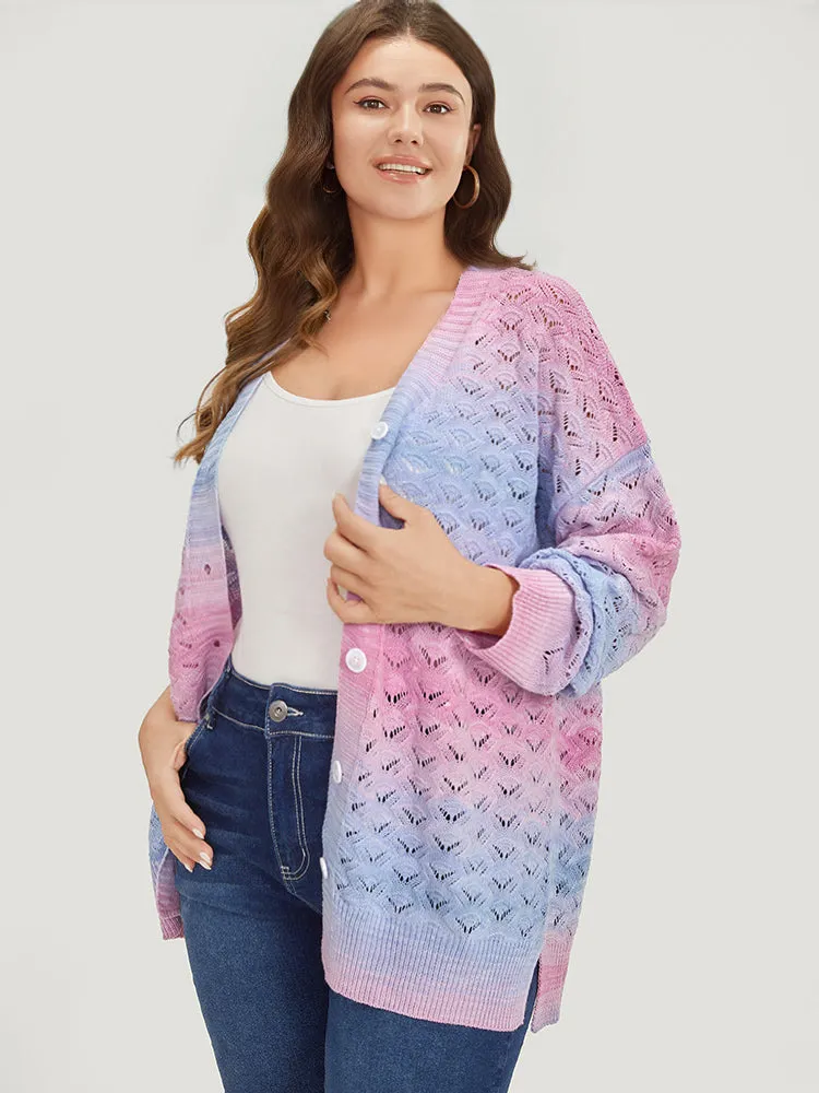 Ombre Button Through Hollow Out Cardigan sold by Bloomchic product image thumbnail 5