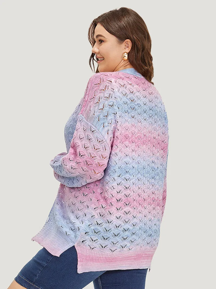 Ombre Button Through Hollow Out Cardigan sold by Bloomchic product image thumbnail 2