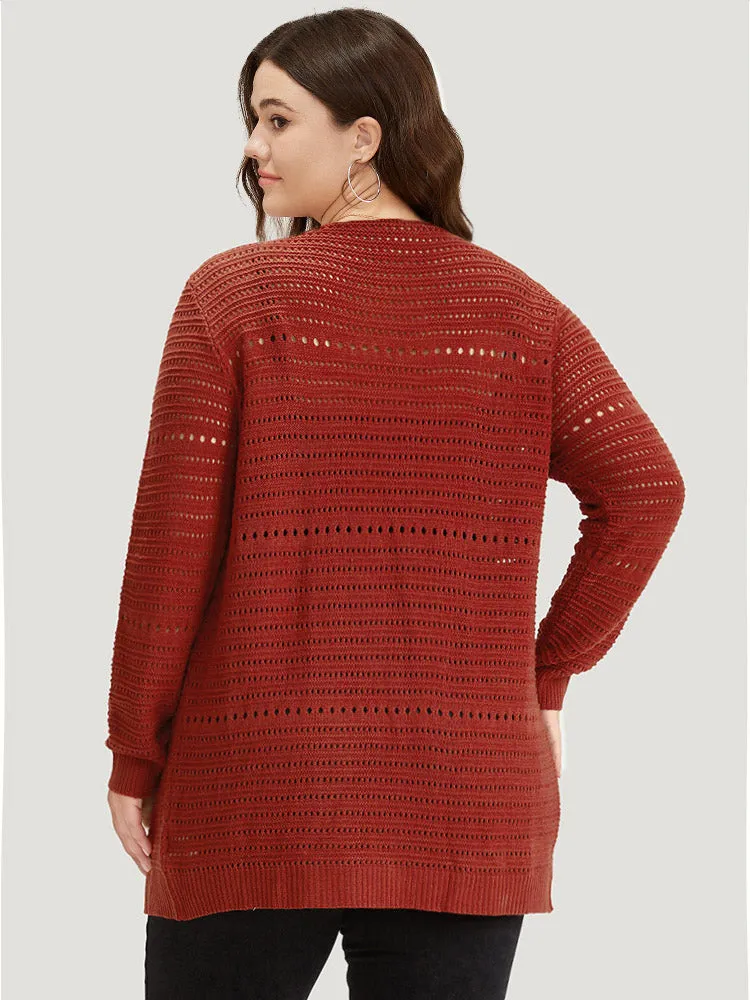 Plain Ties Front Geometric Eyelet Cardigan sold by Bloomchic product image thumbnail 2