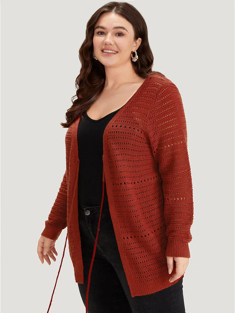 Plain Ties Front Geometric Eyelet Cardigan sold by Bloomchic product image thumbnail 3