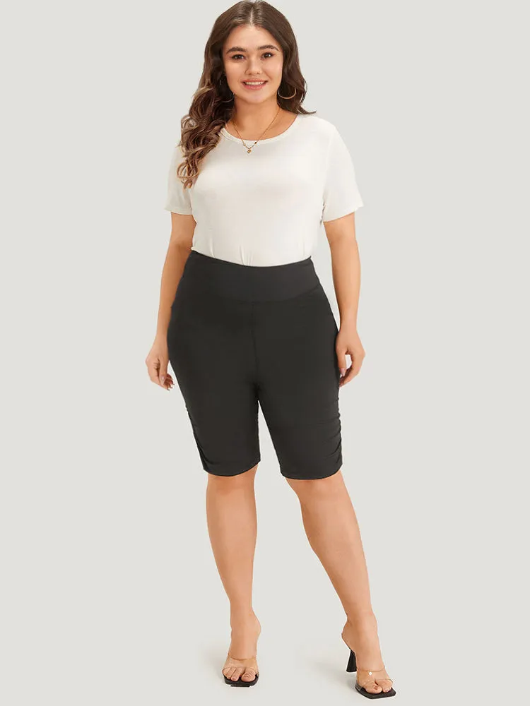 Solid Ruched Wideband Waist At The Knees Leggings sold by Bloomchic product image thumbnail 3