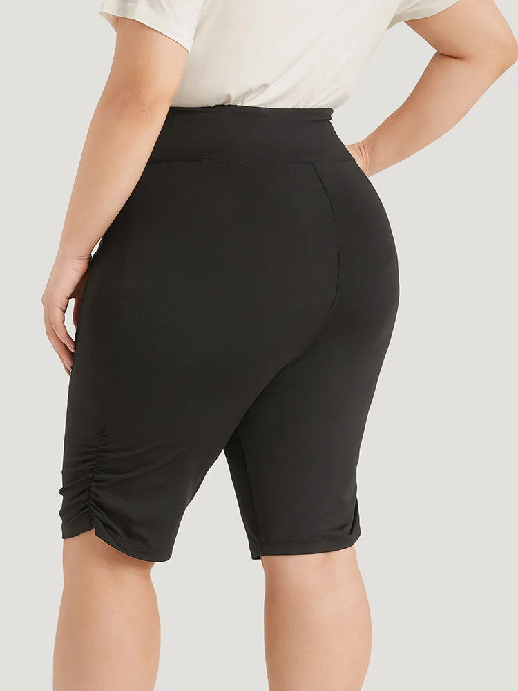Solid Ruched Wideband Waist At The Knees Leggings sold by Bloomchic product image thumbnail 4