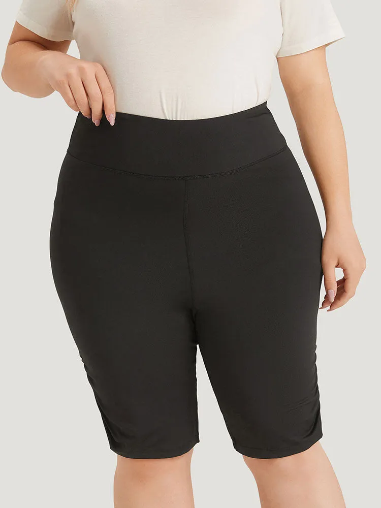 Solid Ruched Wideband Waist At The Knees Leggings sold by Bloomchic product image thumbnail 2