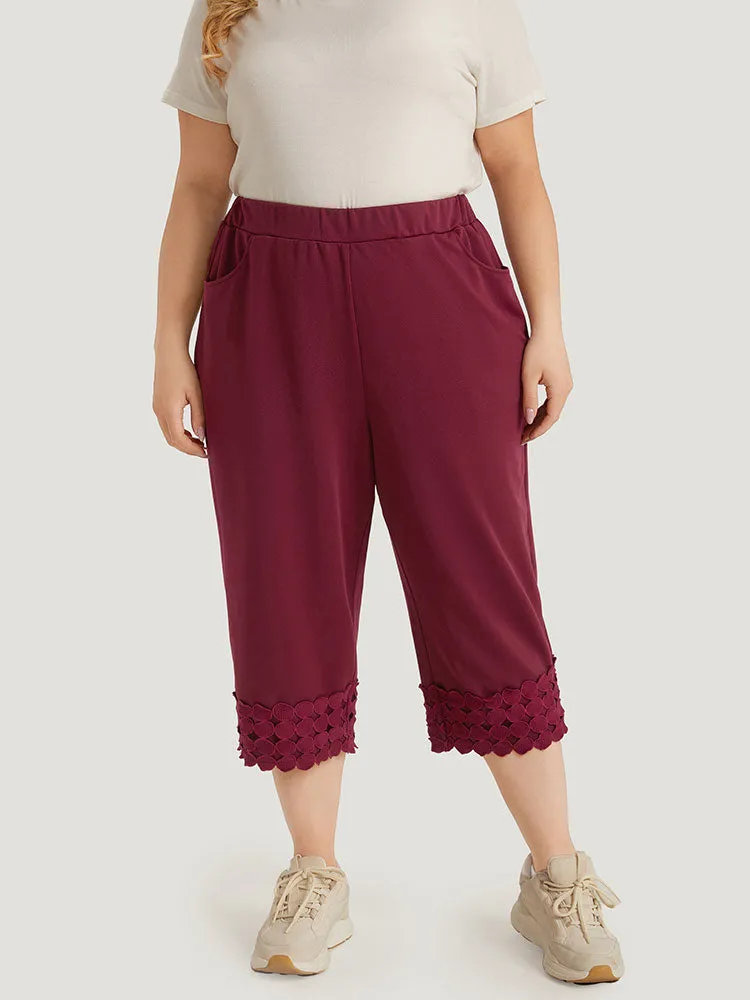 Plain Pocket Elastic Waist Trim Hem Pants sold by Bloomchic