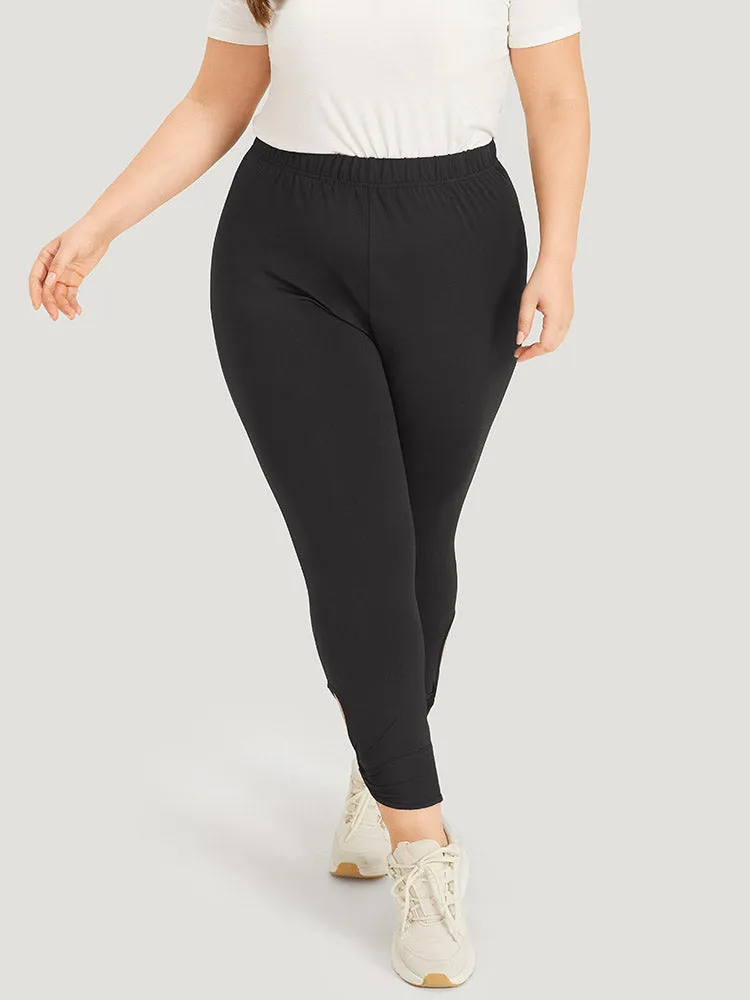 Solid Twist Front Elastic Waist Leggings sold by Bloomchic