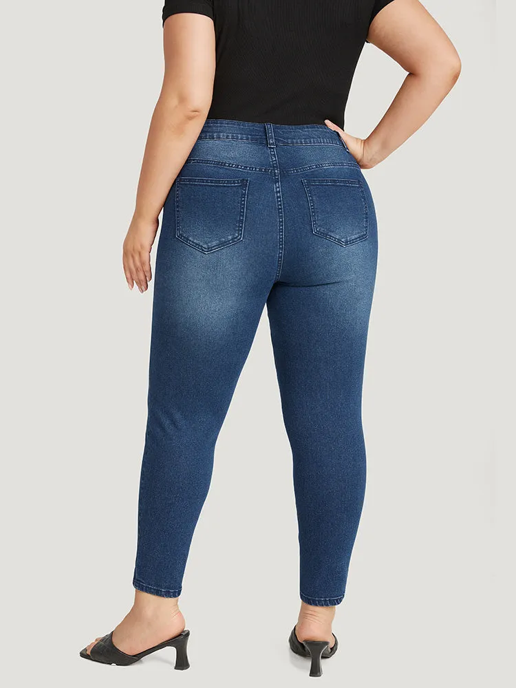 Floral Print Very Stretchy Dark Wash Jeans sold by Bloomchic product image thumbnail 5