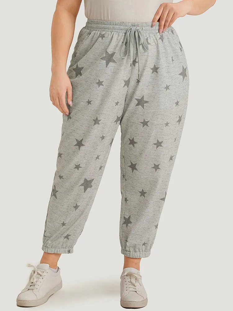 Star Print Pocket Drawstring Sweatpants sold by Bloomchic