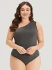 Plain One Shoulder Slightly Stretchy Bodysuit sold by Bloomchic