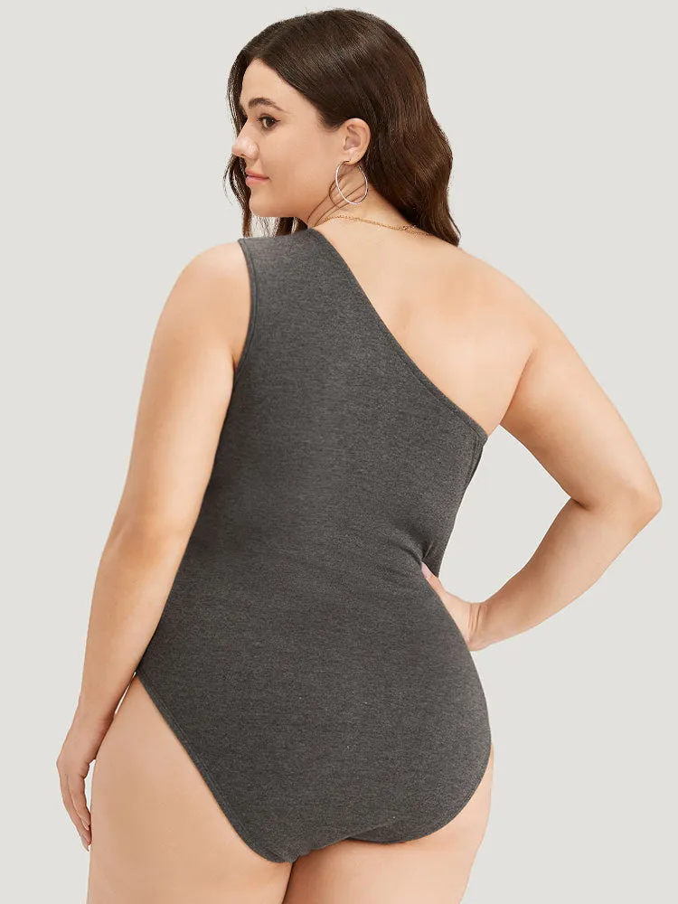 Plain One Shoulder Slightly Stretchy Bodysuit sold by Bloomchic product image thumbnail 5