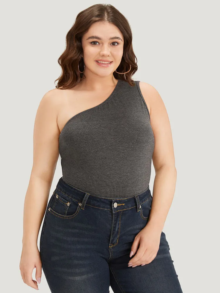 Plain One Shoulder Slightly Stretchy Bodysuit sold by Bloomchic product image thumbnail 4