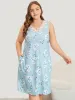 Floral Print Pocket Guipure Lace Sleep Tank Dress sold by Bloomchic