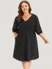 Solid Pocket Cut Out V Neck Dress sold by Bloomchic