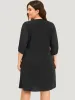 Solid Pocket Cut Out V Neck Dress sold by Bloomchic