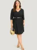 Solid Pocket Cut Out V Neck Dress sold by Bloomchic