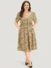 Leopard Print Patchwork Elastic Waist Pocket Dress sold by Bloomchic