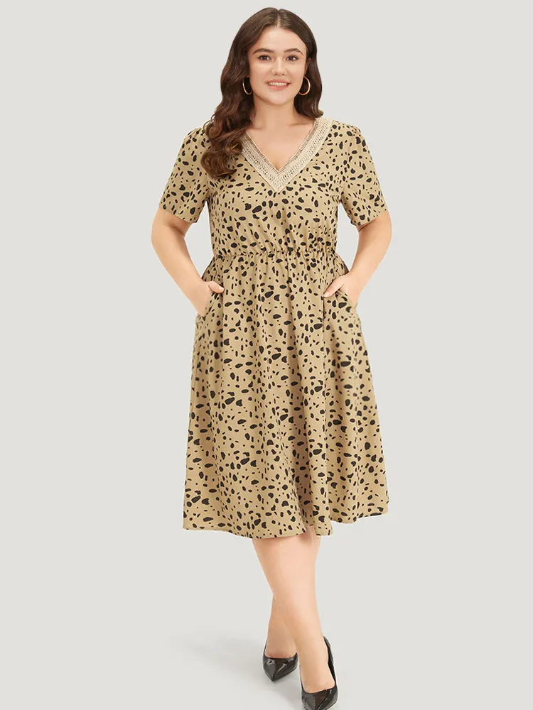 Leopard Print Patchwork Elastic Waist Pocket Dress sold by Bloomchic product image thumbnail 4