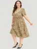 Leopard Print Patchwork Elastic Waist Pocket Dress sold by Bloomchic