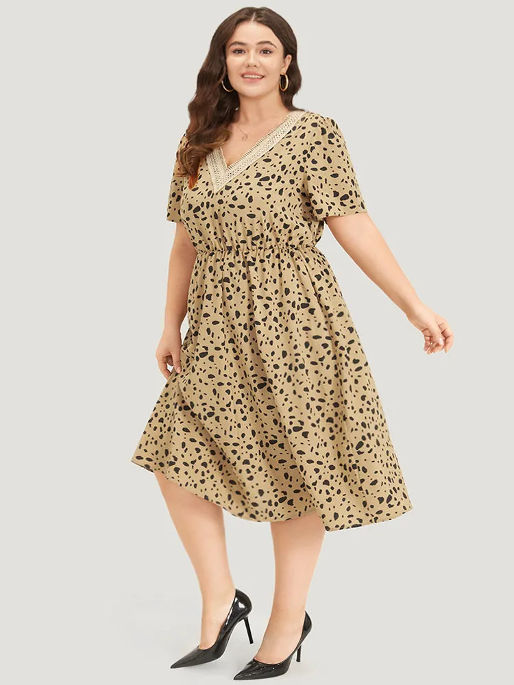 Leopard Print Patchwork Elastic Waist Pocket Dress sold by Bloomchic product image thumbnail 2