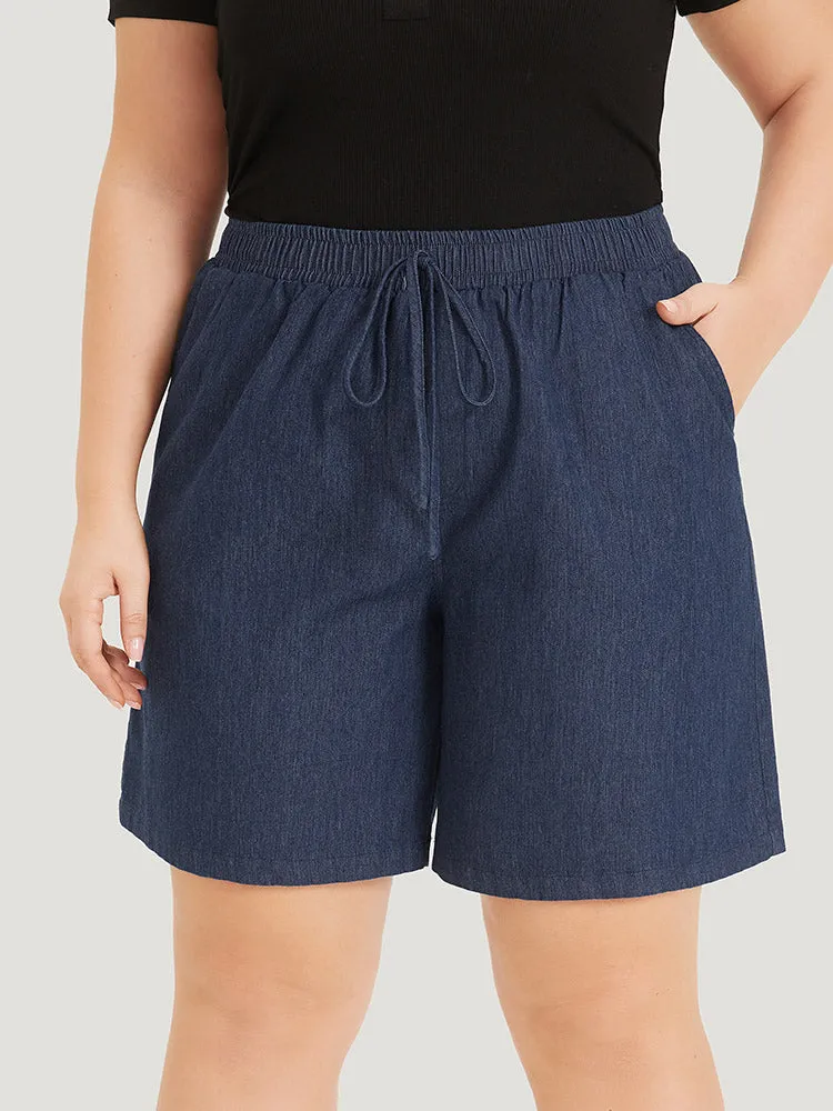 Plain Ties Elastic Waist High Rise Shorts sold by Bloomchic