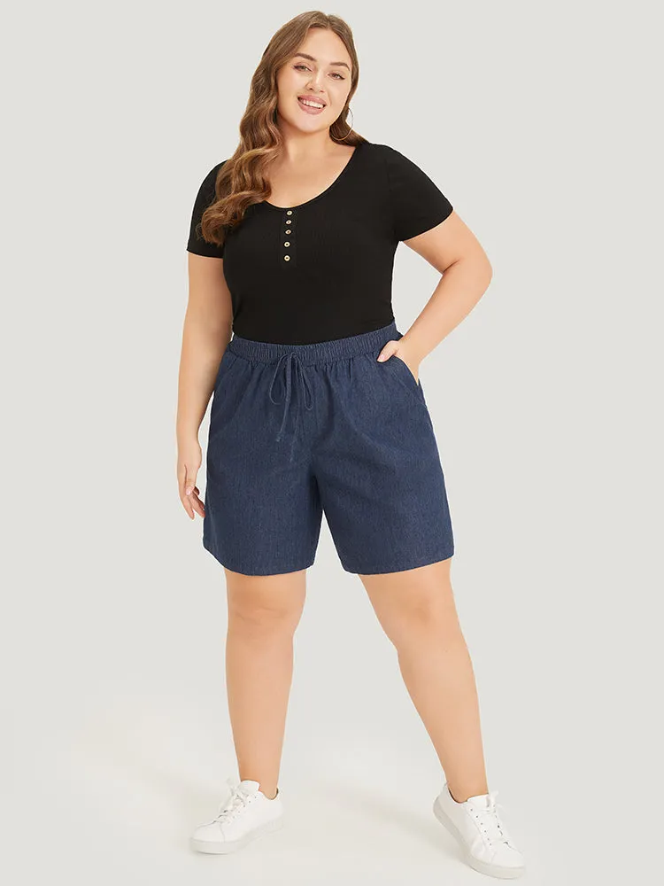 Plain Ties Elastic Waist High Rise Shorts sold by Bloomchic product image thumbnail 3