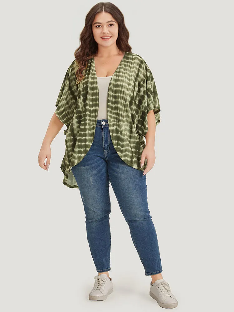 Tie Dye Ruffle Sleeve Asymmetrical Hem Kimono sold by Bloomchic product image thumbnail 5