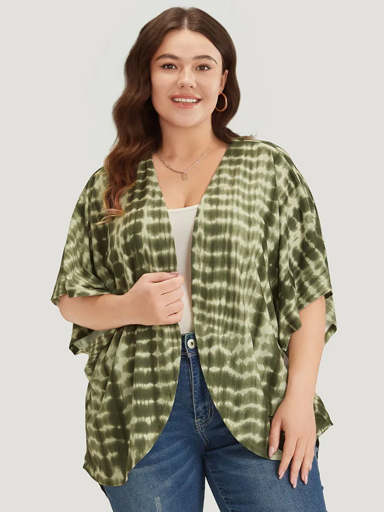 Tie Dye Ruffle Sleeve Asymmetrical Hem Kimono sold by Bloomchic product image thumbnail 2