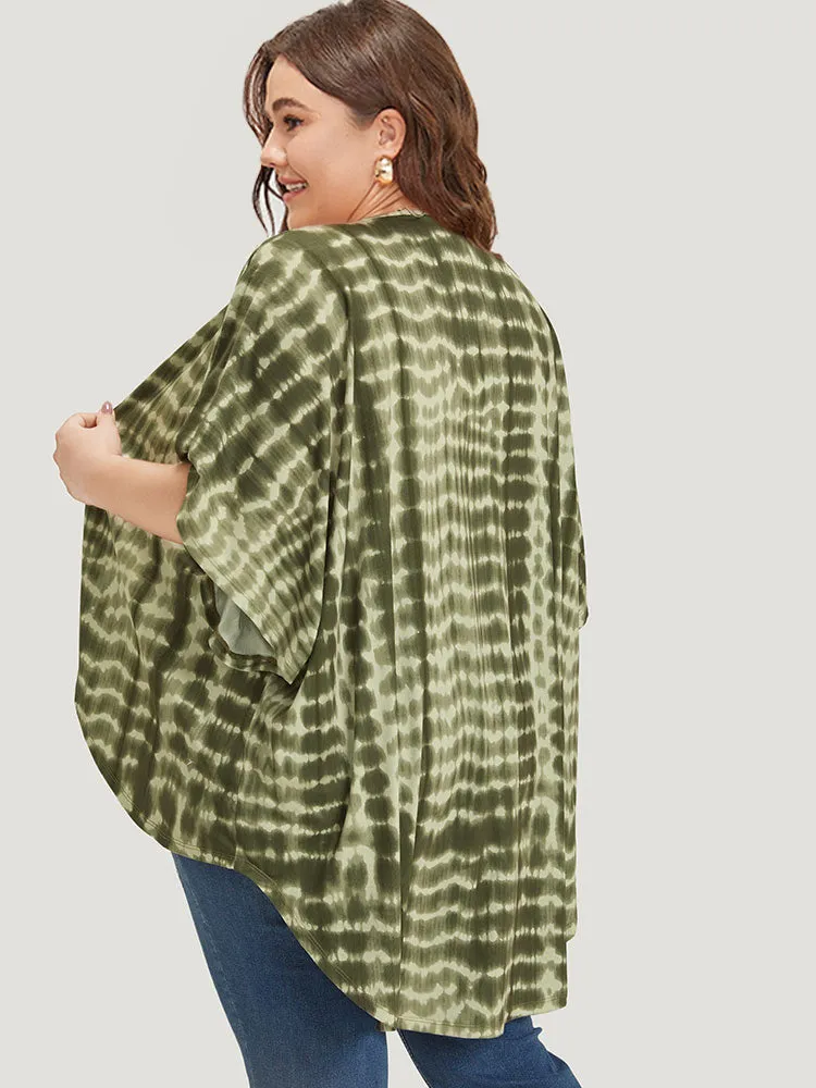 Tie Dye Ruffle Sleeve Asymmetrical Hem Kimono sold by Bloomchic product image thumbnail 4