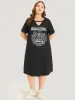 Graphic & Letter Print Pocket Cut Out Dress sold by Bloomchic