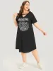 Graphic & Letter Print Pocket Cut Out Dress sold by Bloomchic