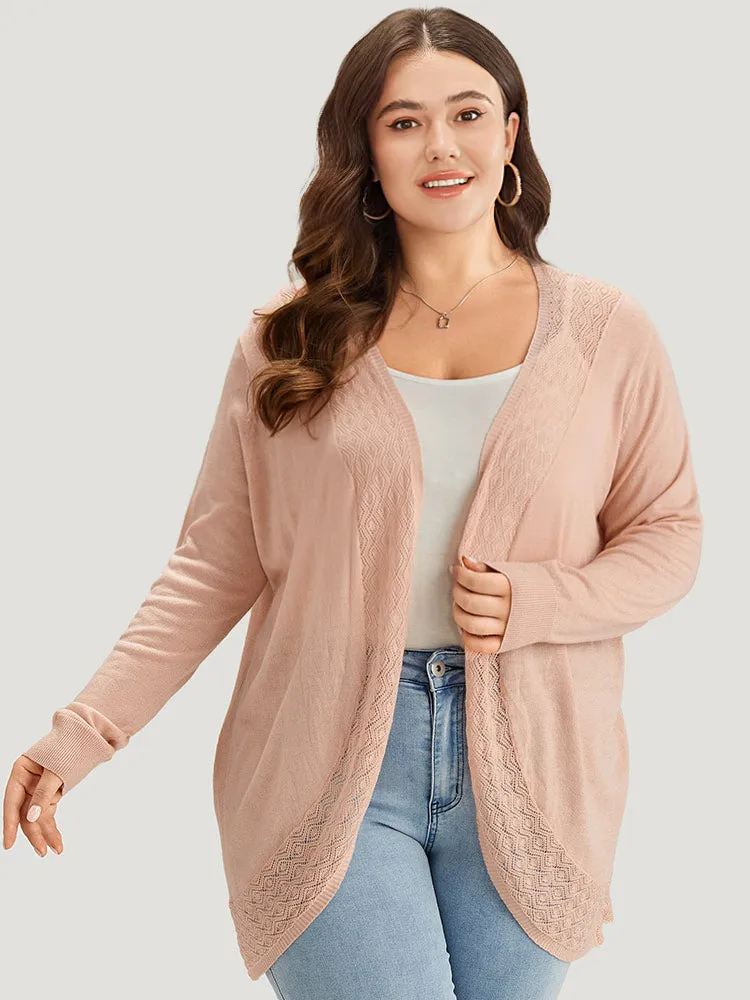 Supersoft Essentials Geometric Eyelet Patchwork Arc Collar Cardigan sold by Bloomchic