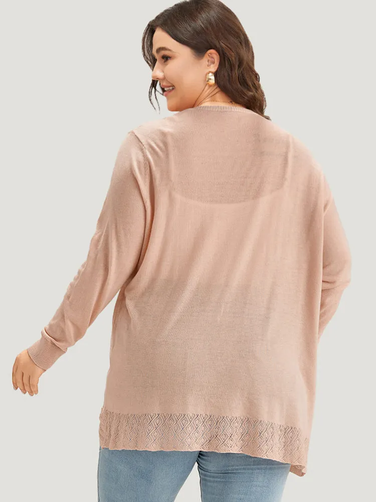 Supersoft Essentials Geometric Eyelet Patchwork Arc Collar Cardigan sold by Bloomchic product image thumbnail 2