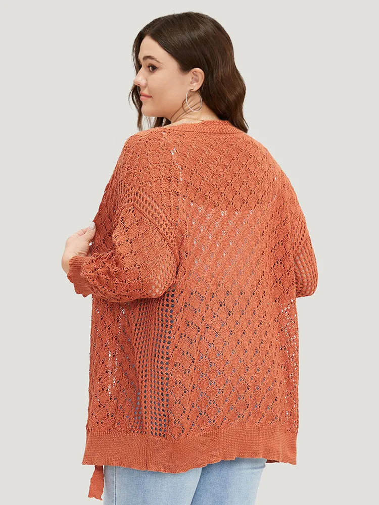 Solid Hollow Out Ties Front Elastic Cuffs Cardigan sold by Bloomchic product image thumbnail 2