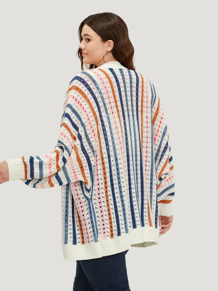 Rainbow Striped Button Through Eyelet Cardigan sold by Bloomchic product image thumbnail 2