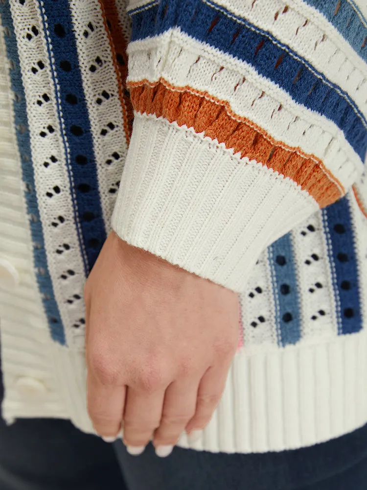 Rainbow Striped Button Through Eyelet Cardigan sold by Bloomchic product image thumbnail 5