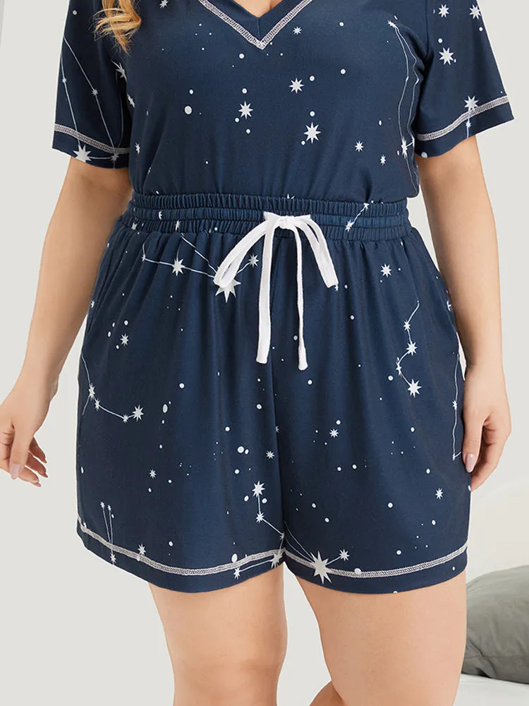 Star Print Stitch Drawstring Elastic Waist Pocket sold by Bloomchic product image thumbnail 4